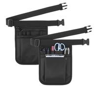 QWORK Cinturón organizador médico, paquete de 2 bolsas de almacenamiento para enfermeras, bolsa de cintura para tijeras médicas, kit de herramientas de cuidado (negro, 10 x 7)