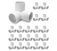 QWORK Codo de montaje de PVC en T de 3 vías de 1/2 pulgada, paquete de 20 conectores de ajuste de PVC, grado de muebles, para construcción de muebles y estructuras de PVC, color blanco
