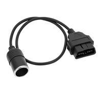 QWORK® Conector Adaptador OBD2 a Encendedor de Cigarrillos 16Pin - Cable de Extensión 18AWG 60CM - para Fuente de Alimentación de Automóvil