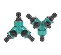 QWORK® Conector de manguera de jardín de 2 vías | Divisor en Y con válvulas individuales de apertura y cierre | Conector rápido para manguera de 9-25 mm de diámetro