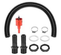 QWORK® Conectores para barriles de lluvia kit, manguera de conexión de 500 mm y abridor de agujeros, para barriles de agua de lluvia
