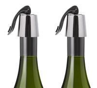 QWORK® Conjunto de 2 Tapón de Vino de Acero Inoxidable | Tapón con Cierre Hermético de Silicona | Reutilizable y a Prueba de Fugas