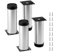 QWORK® Conjunto de 4 Patas Ajustables para Muebles 150-160 mm de Altura 50 mm de diámetro, Patas con Tornillos para gabinete, Cama, sofá, Banco y más
