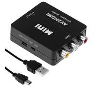 QWORK® Convertidor RCA a HDMI, conmutación 1080P/720P - Adaptador AV a HDMI para PS2, Xbox, VHS, VCR y Reproductor DVD - Convertidor de RCA a HDMI con Cable de alimentación USB