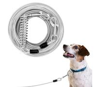 QWORK® Correa Perro 15M, Correas Amarrar Perros, Φ5 mm Correa de Cadena para Perros con Resorte y Gancho, para Correr, Acampar