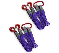 QWORK Correas de elevación con Ganchos, 5 pies, Capacidad de 4400 Libras, Paquete de 2 Correas de poliéster, Correas de Aparejo moradas para Motores, grúas, polipastos