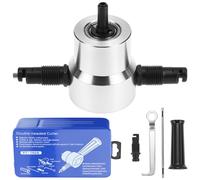 QWORK® Cortador chapa metal para taladros, accesorio de cortador de metal de doble cabeza, para acero, acero inoxidable, aluminio y más