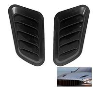 QWORK® Cubierta de admisión, Cubierta de entrada de flujo de aire , Cubierta para rejilla de ventilación de capó coche , color negro, 2 unidades