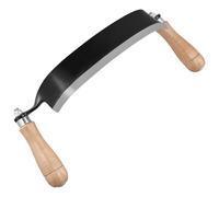 QWORK® Cuchillo de tracción curvo 250 mm, Hoja de acero muy afilada, Mangos ergonómicos de madera