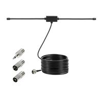 QWORK® Dab UKW Radio Antenna, Antena dipolo FM de 75 Ohm con Cable de extensión de 3 m y Conector Tipo F para sintonizadores de Radio portátiles, receptores estéreo, receptores AV, Sistema de música.