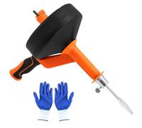 QWORK® Desatascador Tuberias 7.5 m, Espiral de Limpieza de Tuberías con Guantes, Desatascador Tuberias Doble Uso, para Cocina, Baño, Fregadero