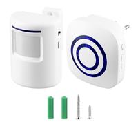 QWORK® Detector de Presencia para Tienda, Timbre Inalámbrico con 1 Receptor Electrónico y 1 Detector de Sensor de Movimiento PIR, 38 Tonos, 3 Niveles de Volumen, Rango 70m