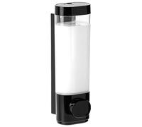 QWORK® Dispensador de Champú y Jabón de Pared, 300ml - Dispensador de Ducha sin Taladro de 1 Cámara con Ventana Transparente,Negro Mate