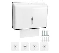 QWORK® Dispensador de Papel Manos, montado en la Pared sin taladrar, Capacidad de 200 Hojas, Ideal para centros comerciales, hoteles, oficinas, hogares