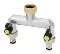 QWORK® Distribuidor de agua del grifo de 2 vías, distribuidor de agua conexión de 3/4", con adaptador y válvula de bola