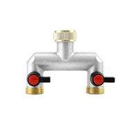 QWORK® Distribuidor de Manguera de Agua de 2 Vías de Latón, Grifo Jardin Distribuidor de Agua para Grifo de 3/4 Pulgada, Distribuidor de Grifo, Adaptador de Grifo para Hogar, Jardín y Cocina