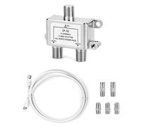 QWORK® Divisor de TV Sat 5-2400MHz, Repartidor Antena TV con 1.5 m Cable Coaxial F Enchufes, F al Adaptador Coaxial, F a F Inline Joiner y Tornillo