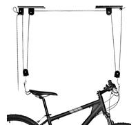 QWORK® Elevador de Bicicletas, Soporte para Bicicleta 30 kg Capacidad de Carga con Dos Correas de Suspensión, Elevador de Bicicletas, para Montaje en Techo