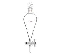QWORK Embudo de separación, embudo separador de llave de paso de 125 ml con juntas 19/26 y enchufe PTFE, vidrio de borosilicato 3.3, para uso en laboratorio, 1 paquete
