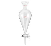 QWORK® Embudo Separador de Cónico de Vidrio de Borosilicato con juntas 24/29 y Tapón PTFE, Separatory Funnel Embudo de Laboratorio - 250ml