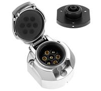QWORK® Enchufe Remolque 7 Pines Metal, 12V Zócalo Conector con Junta de Goma, para Camión, RV, Caravana y Remolque