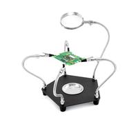 QWORK® Estación de soldadura de tercera mano con lupa 3X y 4 brazos flexibles, ayuda para soldar para electrónica, joyería, manualidades y más