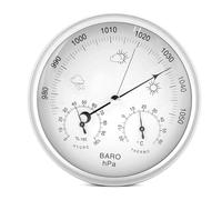 QWORK® Estación Meteorológica Analógica 3 en 1 Diámetro 14 cm, Termómetro Higrometro Barometro para Uso en Interiores y Exteriores