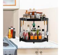 QWORK® Estantería para Especias, 2 Pisos Especieros para Cocina, para Botellas de Especias, Artículos de Tocador, Tazas