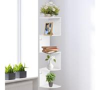 QWORK® Estantes de Esquina para Pared de 5 Niveles, estantes de Pared Blanco, Aptos para exhibir Libros, Plantas y Otras Decoraciones