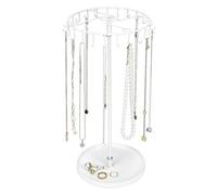 QWORK® Expositor de Joyero Giratorio con 23 Ganchos, Cuelga Collares, Pendientes, Pulseras, color blanco