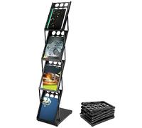 QWORK® Expositor De Revistas A4, Expositor Para Folletos, Plegable, Negro