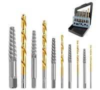 QWORK® Extractores de Tornillo con Brocas de Cobalto a Mano, Kit de 10 Piezas, HSS con Revestimiento de Titanio, 2-7,5 mm