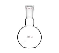 QWORK Frasco de ebullición de fondo plano de un solo cuello de 250 ml, con junta estándar 24/40, aparato de recepción de destilación de pared pesada, cristalería de laboratorio de junta externa cónica, 250 ml
