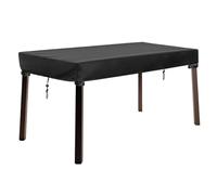 QWORK® Funda para Mesa de Jardín 160x90x15cm - Protector Impermeable de Tela Oxford 420D para Mesa de Terraza, Exterior y Patio - Cubierta de Tablero Resistente al Viento, Anti-UV y Polvo, Color Negro
