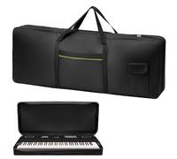 QWORK® Funda teclado para 61 teclas, 600D Oxford 100 x 39 x 13 cm bolsa de piano portátil con bolsillos exteriores
