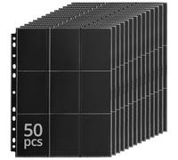 QWORK® Fundas para cartas coleccionables con 900 bolsillos, 50 páginas dobles, 18 páginas con bolsillos, para cartas coleccionables, cartas de juegos y cartas deportivas, color negro
