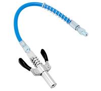 QWORK® G Acoplador de Pistola de Engrase 1/8" NPT con Manguera de 30cm, Boquilla Inoxidable, Doble Mango de Goma, Alta Presión NPT 10000 PSI