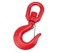QWORK Gancho giratorio de elevación, 1 paquete de gancho giratorio de 5 toneladas con pestillo, gancho giratorio de grúa de acero forjado de aleación, gancho giratorio de elevación, color rojo