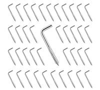 QWORK® - Ganchos de tornillo de acero al carbono, alcayatas pared en forma de L, 50 mm x 17 mm, 40 piezas