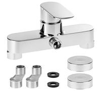 QWORK® griferia ducha, válvula de salida g1/2", grifo mezclador de ducha cromado de pared, cartucho cerámico, para agua fría y caliente