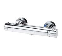 QWORK® Grifo Ducha Termostático de Latón con Válvula Antiquemaduras y Ahorro de Agua, Acabado Starlight