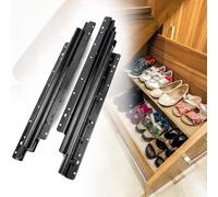 QWORK® Guías para cajones de alta resistencia para almacenamiento debajo de escaleras 400-900 mm, extensión completa, negro, capacidad de carga 120 kg, 1 par, con tornillos