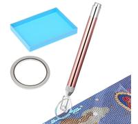 QWORK Herramienta de rueda de pintura de diamante LED, bolígrafo de arte de gemas con cinta y bandeja, bolígrafos de punta, alineación limpia para taladros cuadrados y redondos, kits de suministros de