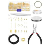 QWORK® Herramientas para hacer joyas, kit de fabricacion de joyas incluye alicates, pinzas y alambres para abalorios, dorado