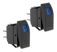 QWORK® Interruptor basculante de 12 V para coche, impermeable, con iluminación LED azul, de encendido/apagado para barcos y coches, de 4 pines