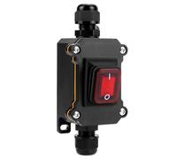 QWORK® Interruptor de cable en línea impermeable IP65 con luz indicadora roja, 12-24 V 30 A, DPST de 4 pines, control de encendido/apagado de doble posición