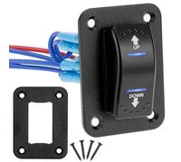 QWORK® Interruptor de palanca momentáneo 7 pines 2 posiciones, 15A 250V AC/20A 12V DC, LED azul, interruptor de inversión de polaridad con cable y placa de aluminio