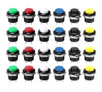 QWORK® Interruptor de Pulsador Momentáneo de 16 mm, 3A 250V AC 2 Polos, Restablecimiento Automático, 6 Colores