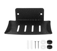 QWORK® Jabonera de Pared de Acero Inoxidable 304 para Baño y Cocina - Diseño de Orificio de Drenaje - Negro