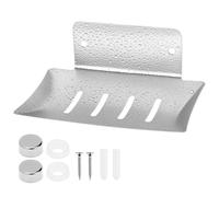 QWORK® Jabonera de Pared de Acero Inoxidable 304 para Baño y Cocina - Diseño de Orificio de Drenaje - Plata